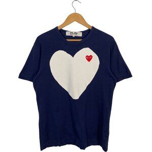 Comme Des Garcons Play Large Heart Short Sleeve Graphic Tee Navy men's size L